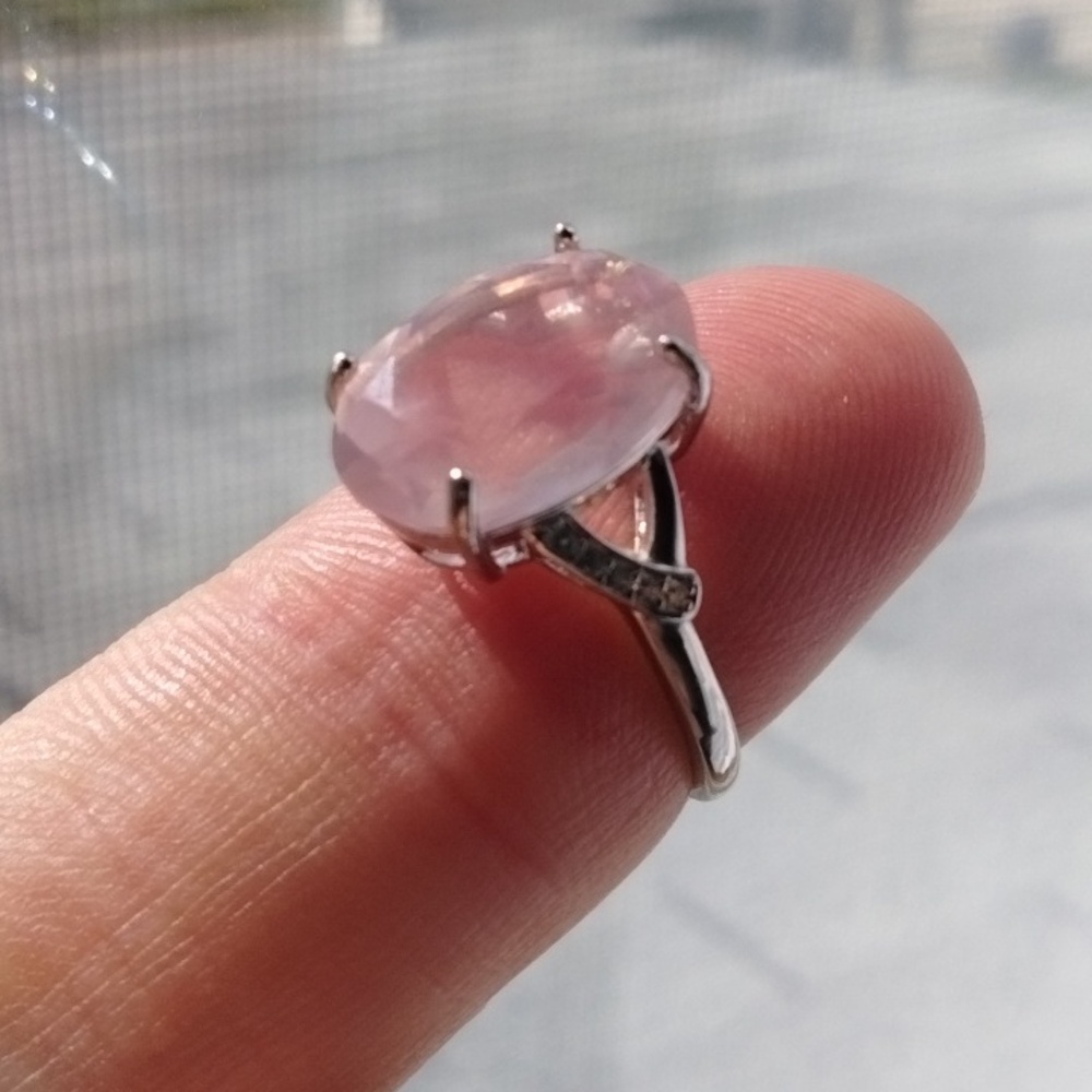 Rose Quartz Gemstone Silver Ring - image 4
